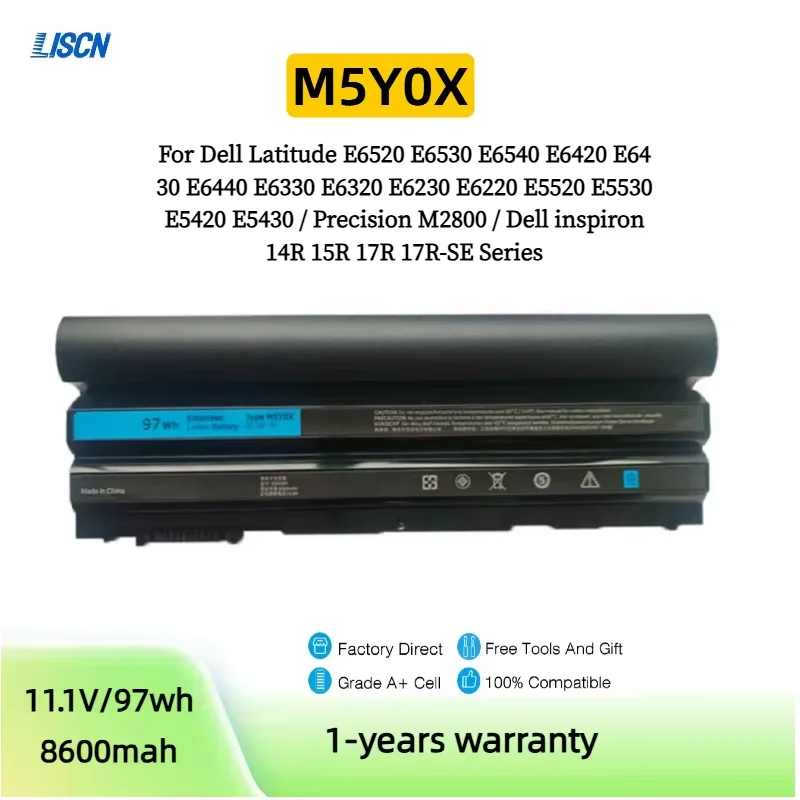 

97WH M5Y0X Laptop Battery for Dell Latitude E6420 E6430 P25G001 E6520 P14F001 E6530 E5420 E5530 E5520 E5430P28G-001 E6440 E6540