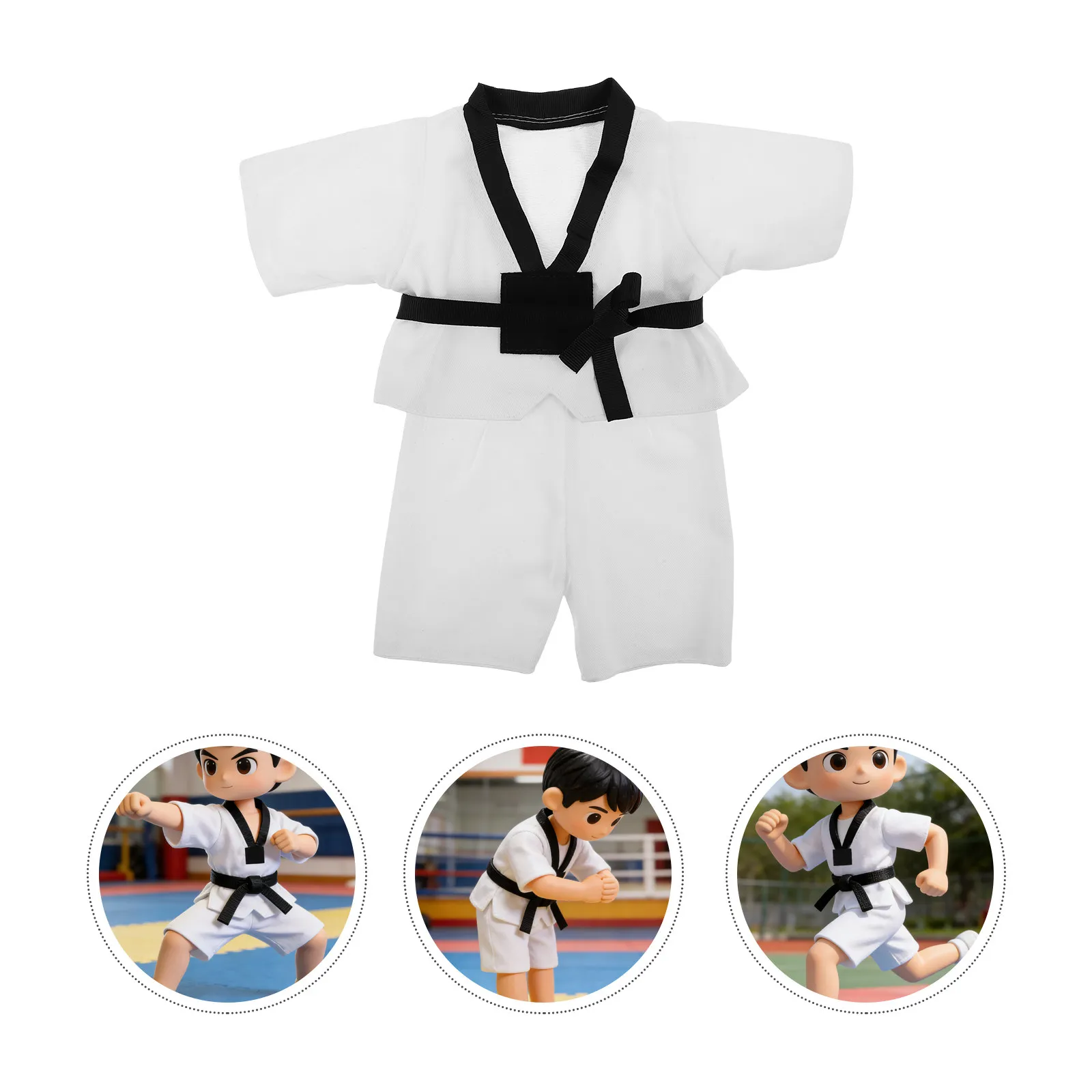 

1Set Stuffed Animal Karate Uniform White Bear Taekwondo Outfit with Belt Fits 10-12 Inch Figures Imaginative Play Martial Arts