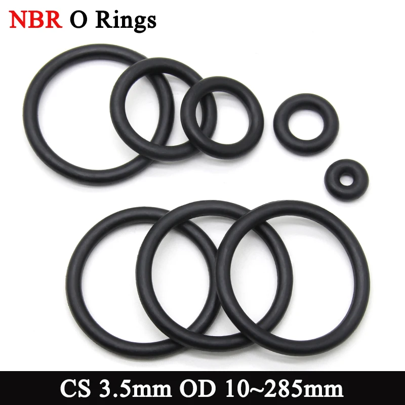 10/50Pcs Black NBR O Ring Seal Gasket Thickness CS 3.5mm OD 10~285mm Nitrile Rubber Round O Shape Corrosion Oil Resist Washer