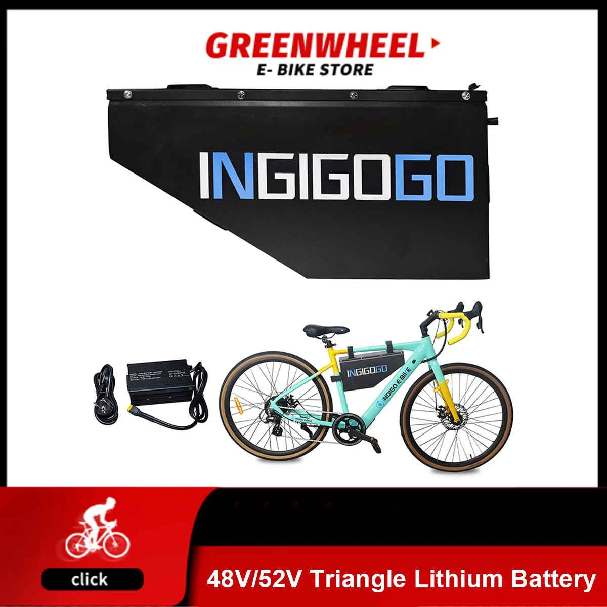 

48V 52V Original Ebike Battery Electric Bicycle Triangle Lithium Battery for 100W-1500W Motorcycle/Bicycle Power Battery