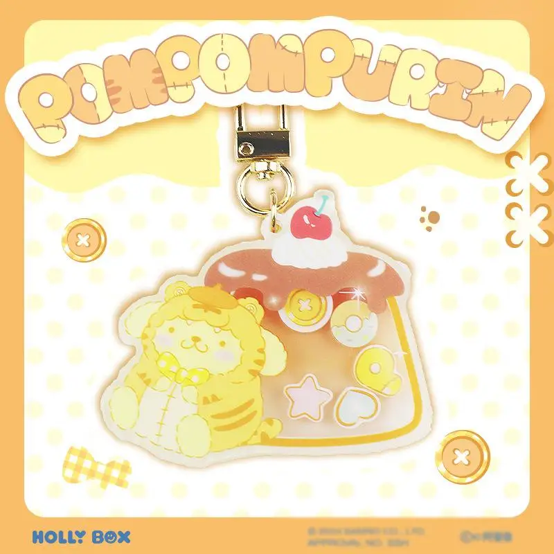 Cinnamoroll Kuromi Pompompurin Hello Kitty Pochacco My Melody Sanrio Cone Crushed Ice Keychain Charm Anime Plush Toys for Girls