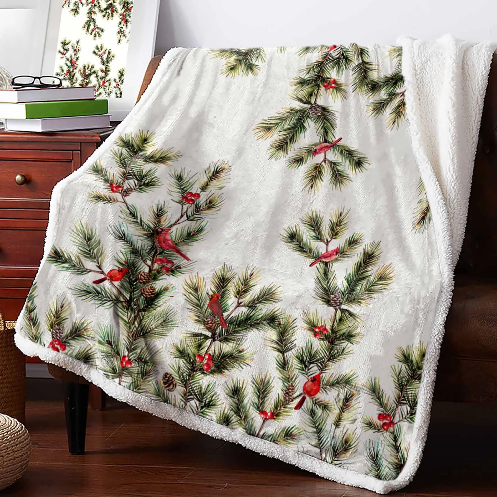 Christmas Pine Needle Jam Cashmere Blanket Warm Winter Soft Throw Blankets For Beds Sofa Wool Blanket Bedspread