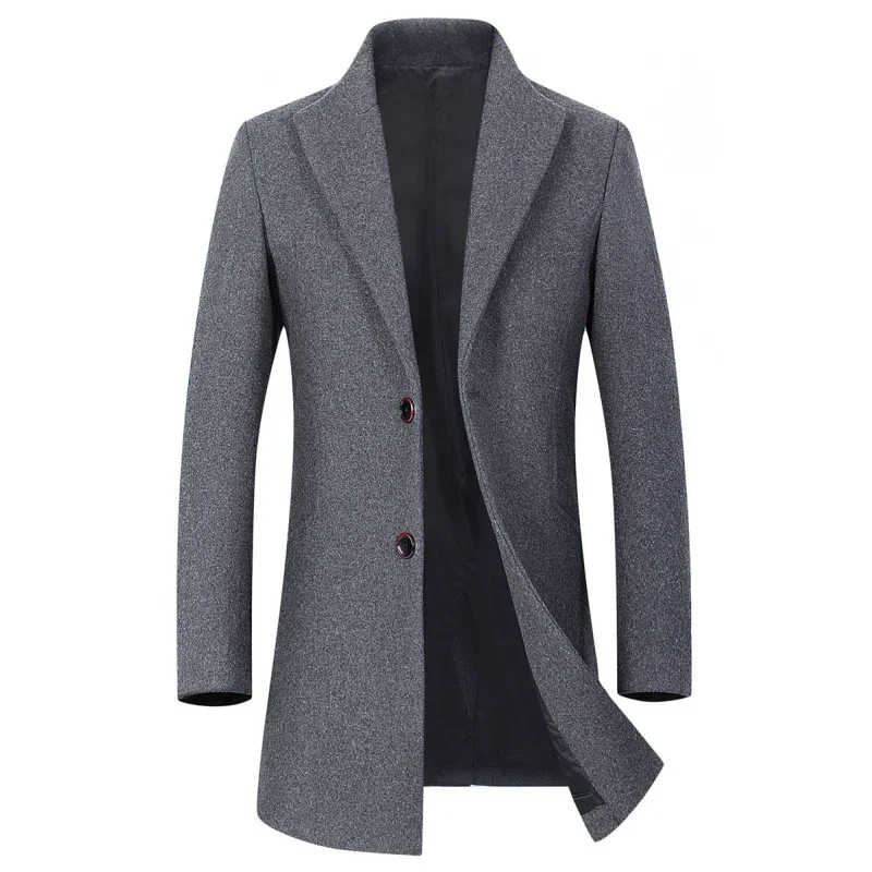 

High Quality Fashion Fashion Trend Casual Business Boutique Woolen Coat Men's Long Trench Thick （Winter) Casual Wool & Blends