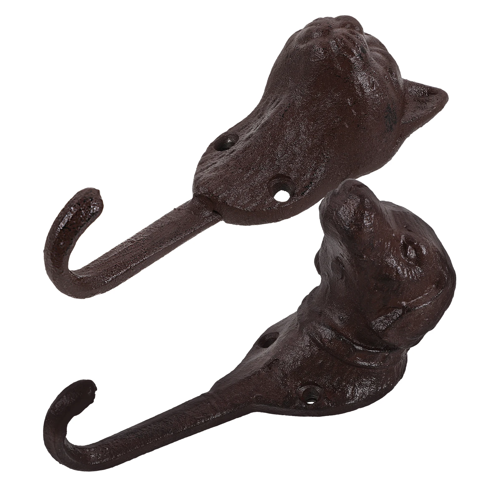 

2 Pcs Pet Head Hook Cute Animal Dog Shape Hangers Wall Hanging Coat Key Cast Iron Cat