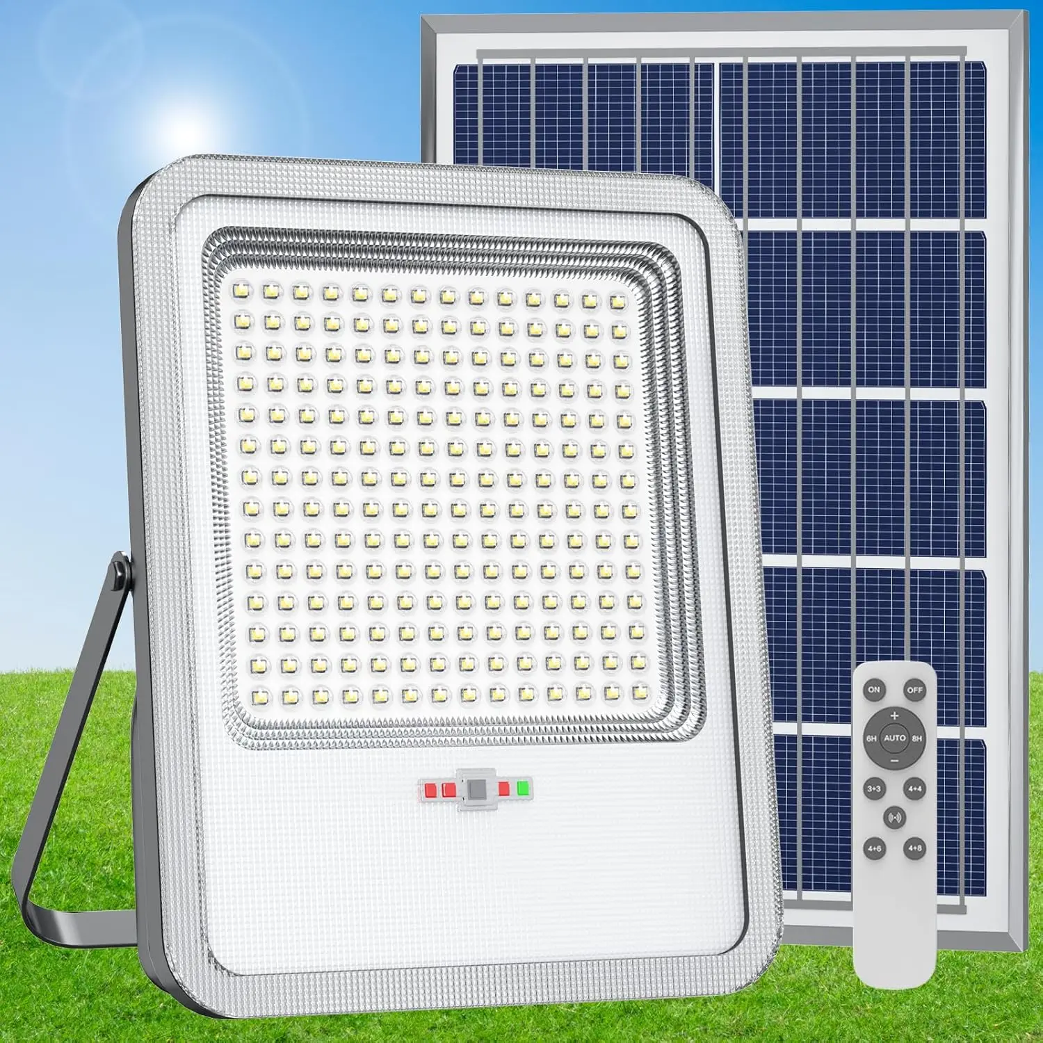 

Solar Parking Lot Lights Dusk to Dawn 150000LM Street Lights IP67 Waterproof