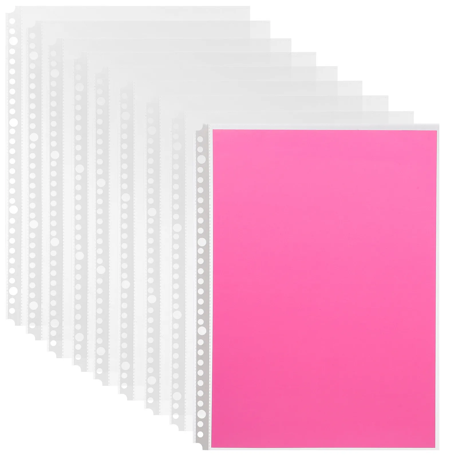 

100Pcs Plastic Loose Leaf Pouch 30 Holes Clear File Protector for Binder A4 Document Storage Pouch See Through Design for Office