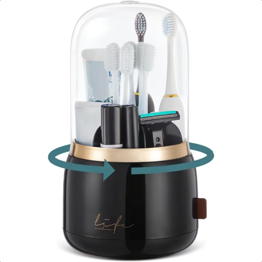 

Держатели для зубных щеток с крышкой для ванных комнат, вращающиеся на 360 градусов, 7 слотов, сливная вода для размещения электрических зубных щеток, зубная паста Razo