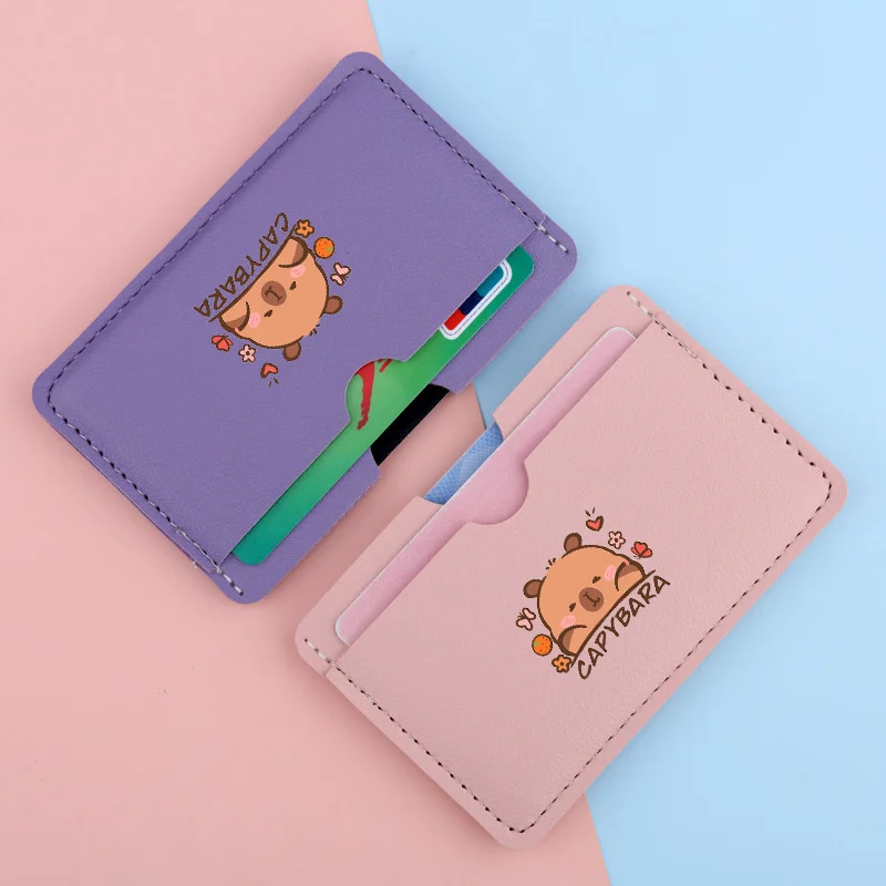 Cute Capybara Cartoon Card Holder, 3 Slots Multi-card Storage Pocket Closure Card Case, Compact Portable Card Wallet for Student
