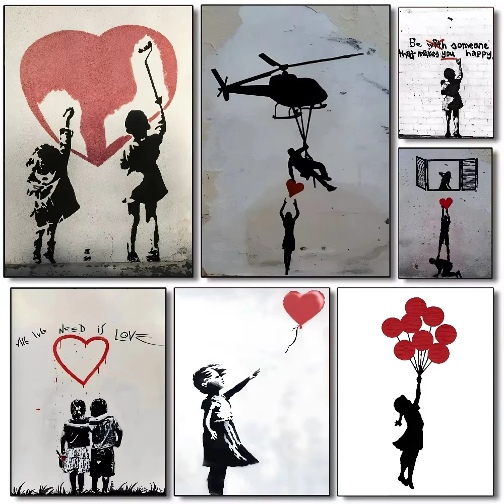 B-Banksy Graffiti obra de arte pintura cartel HD lienzo pintura hogar sala de estar dormitorio bar decoración estética