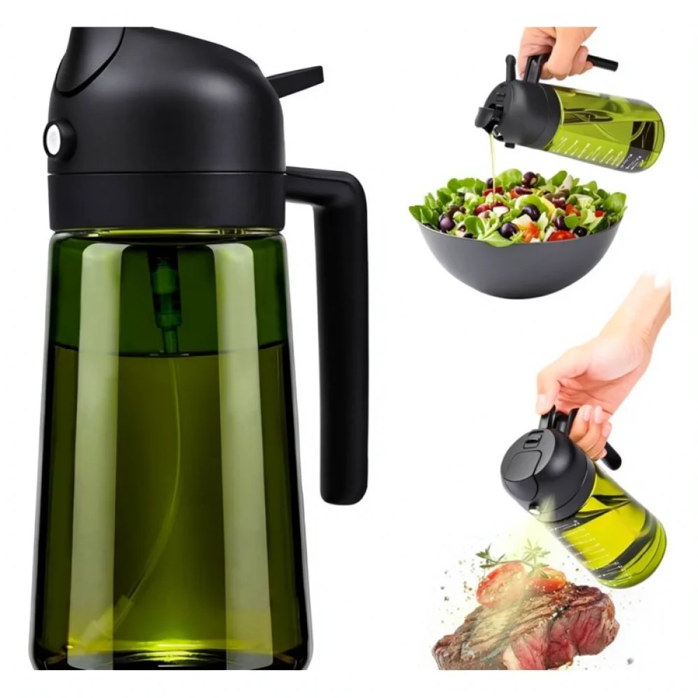 Oil Dispenser 2 In 1 Sprayer Glass Bottle For Kitchen Cooking Vinegar Cruet Gadget For BBQ Baking Healthy Oil Control Use