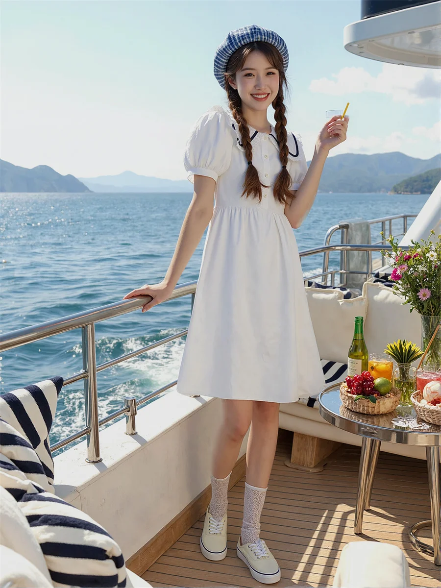 Women'S Dresses Japanese Style Casual Peter Pan Collar Loose Silky Shiny Shinny Sparkly Glitter Sequins Sequined  Beaded