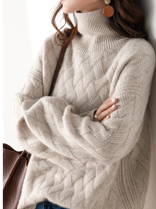 

Women's High Collar Wool Sweater ort Loose Thiened Knitted Base irt Autumn Winter Faionable Casual Comfortable Top