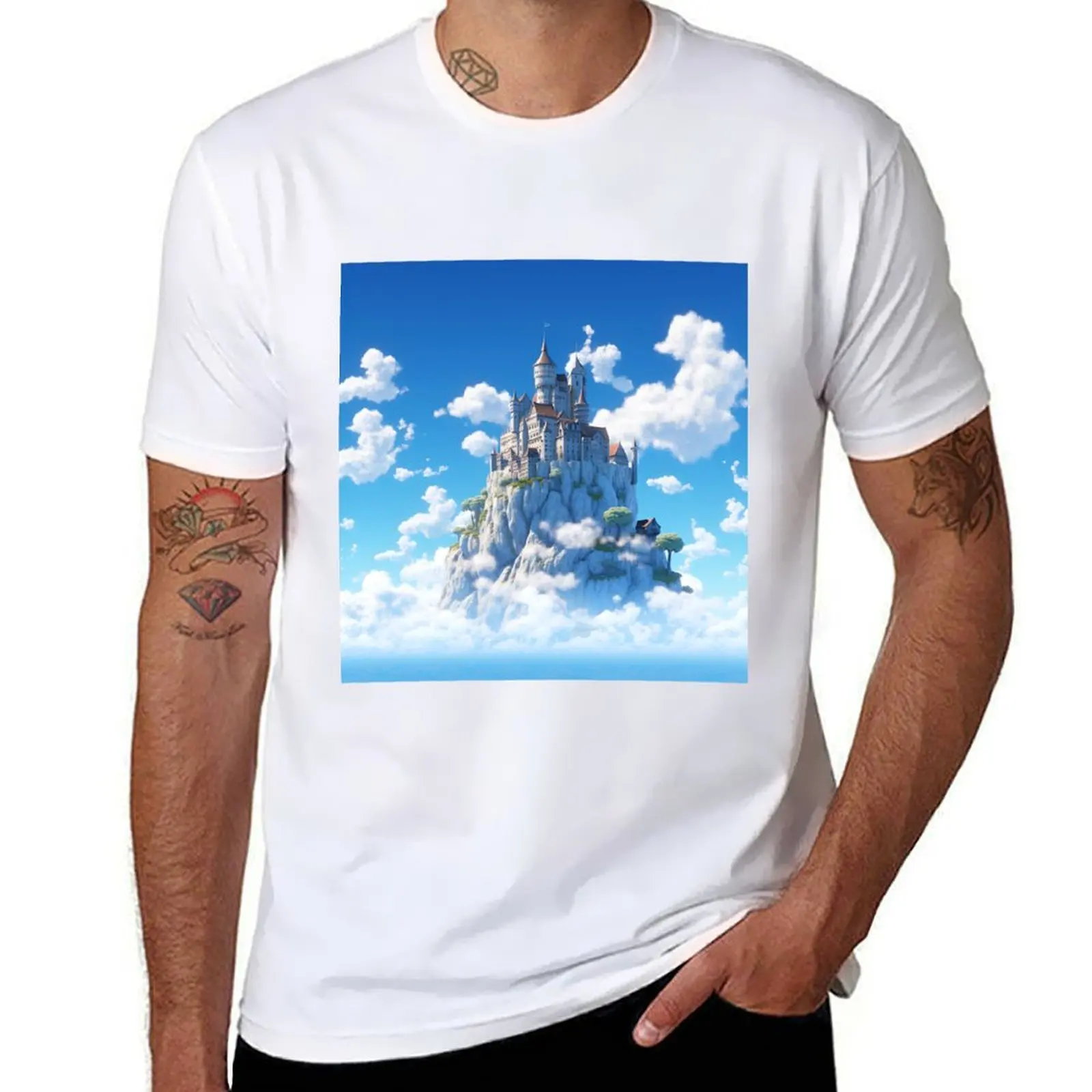 

Castle in the Blue Sky T-Shirt t shirt personalised cotton tshirt 100% man t shirt summer T-Shirt