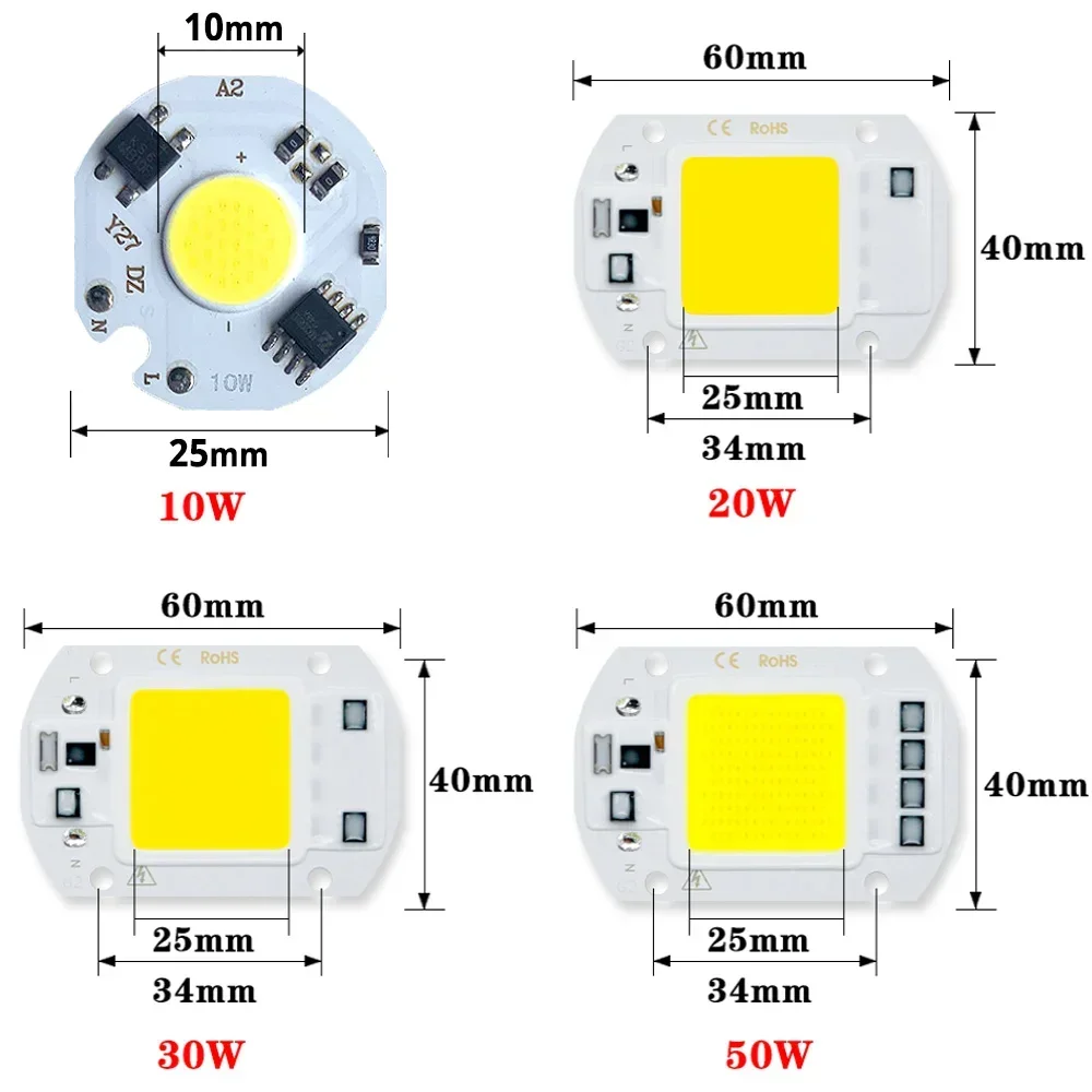 F6040 20W/30W/50W AC 220V modulo COB LED Chip diodi lampadina per riflettore di messa a fuoco esterna giardino perline di luce integrate