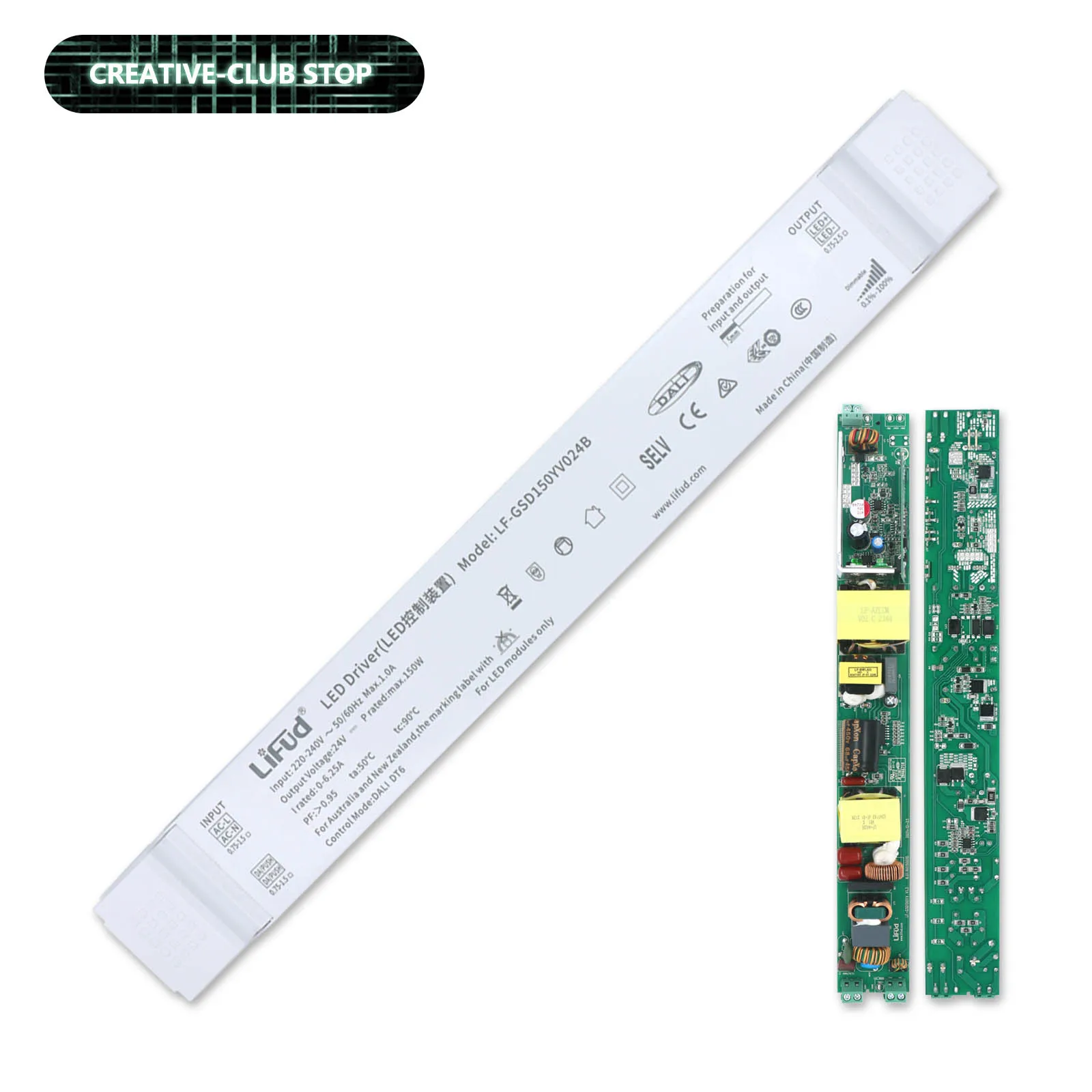 150W DC24V No Flicker Lifud LED Driver AC220-240V Power Supply Lighting Transformers LTECH DALI CC Dimming Driver for LED Strip