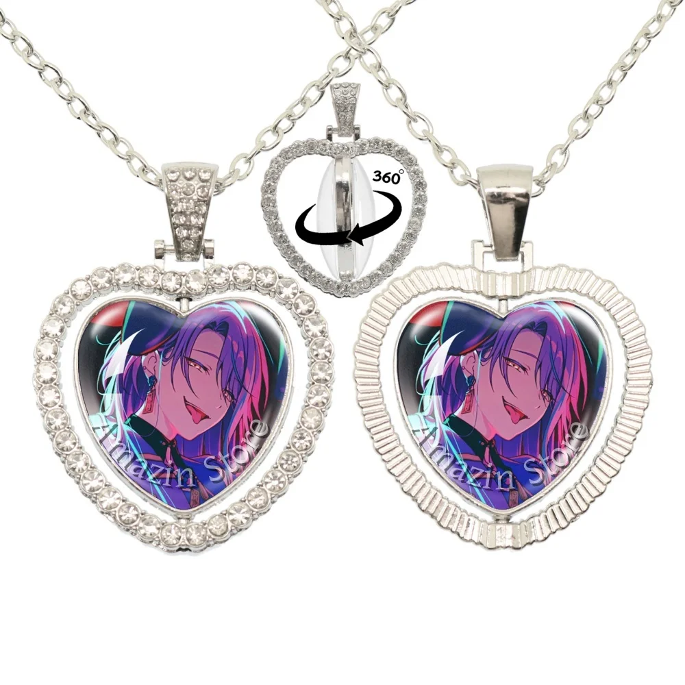 Souvenir Pendant Project SEKAI Anime Wonderlands×Showtime Kamishiro Rui Glass 25mm Double-Sided Heart Necklace Jewelry Fans Gift