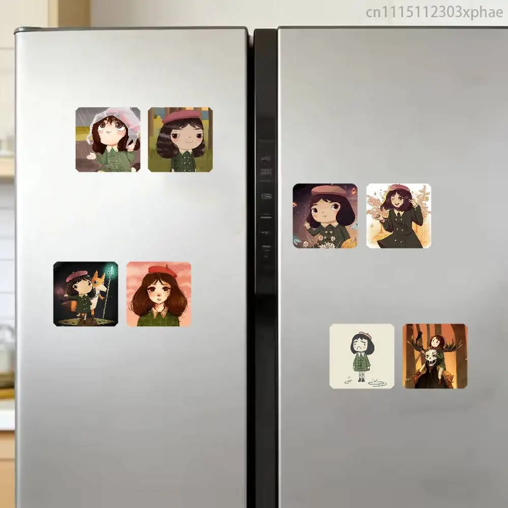 L-Little Misfortune Benjamin 2PCS Square Decorative Fridge Magnetic Sticker Kitchen Refrigerator Decor Travel Souvenir Gift