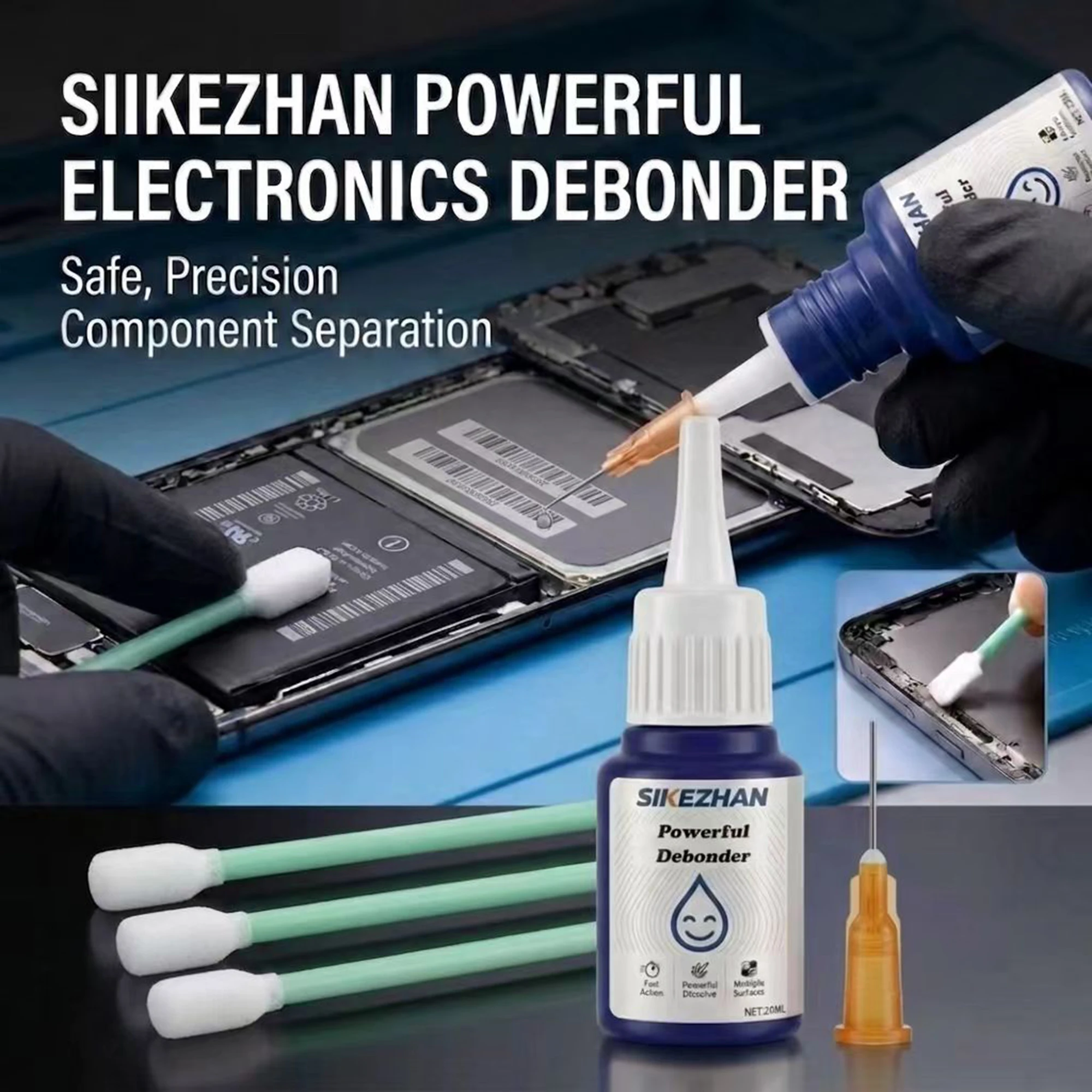 Professional Mobile Screen Debonder, Fast-Acting Glue Remover for Precision Device Repair, Safe Adhesive Solvent with Needle