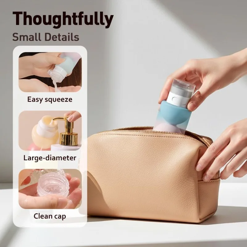 Premium 3,04oz Silikon-Reiseflasche Auslaufsicher Nachfüllbare Quetschtube für Shampoo Duschgel TSA-zugelassene Toilettenartikel – Detail 5