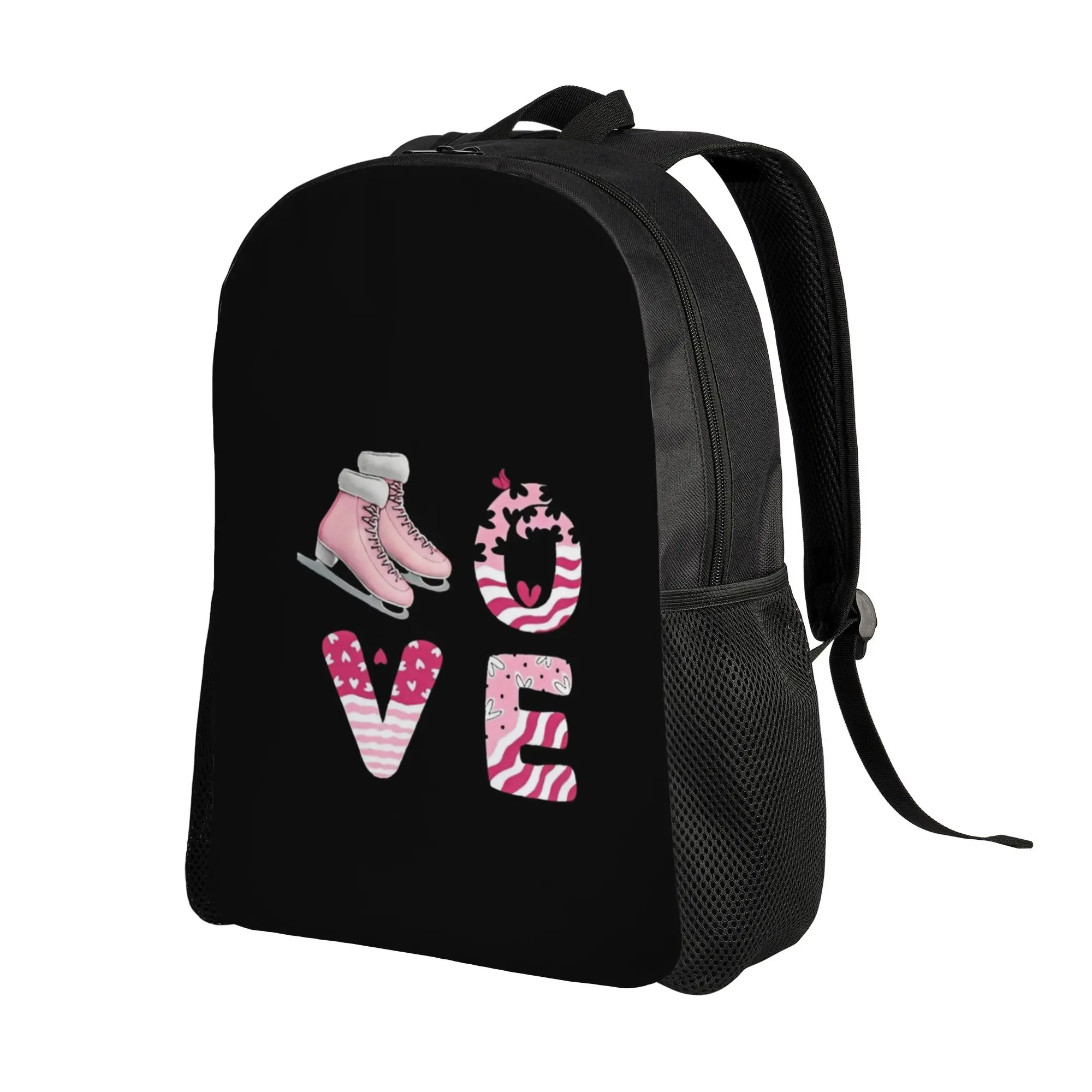 Back to school season Love Figure Skating in Pink Knapsack  Couple Daily Backpack