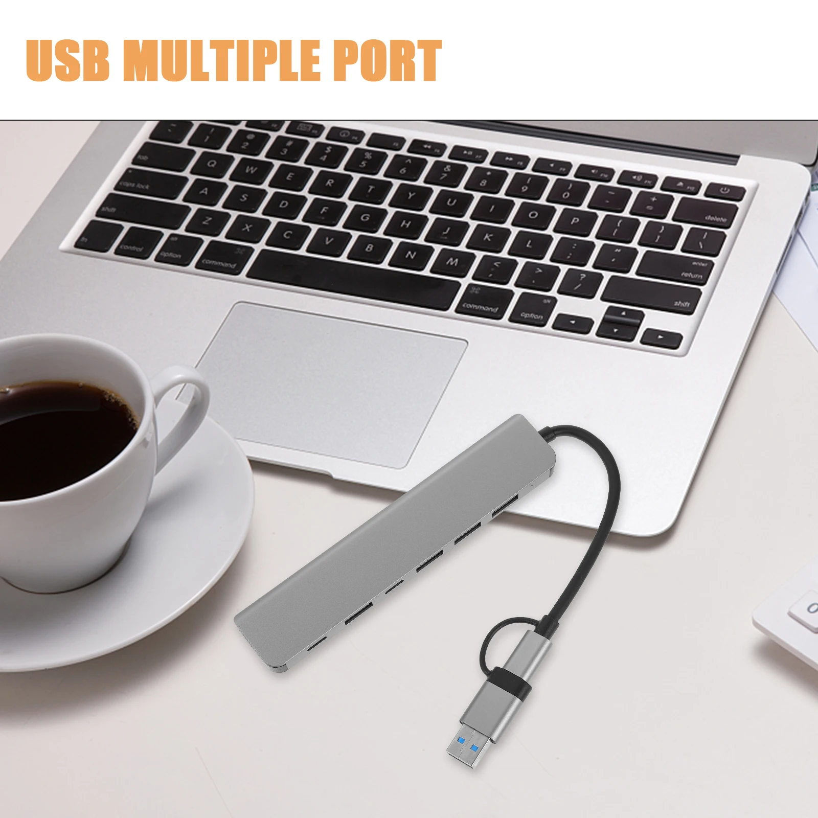 

7 in 1 USB Hub Portable Multi Port USB 3.0 Splitter for Laptop Expand Your Connectivity Plug and Play No Software Required