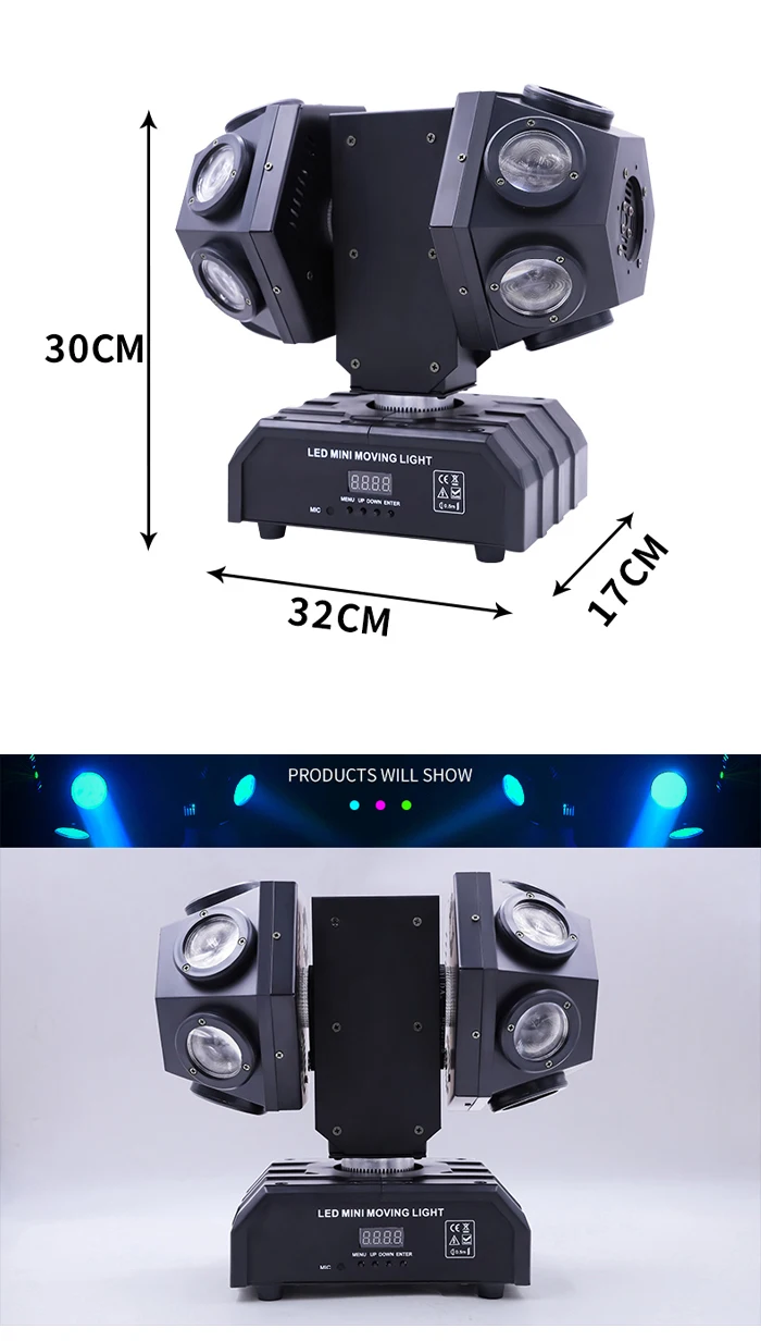 12 x 10W Super Beam LED Moving Head Laserlicht mit Doppelkugel / 120W RGBW KTV Tanzhalle Bar Bühne Disco Moving Head Licht – Detail 1
