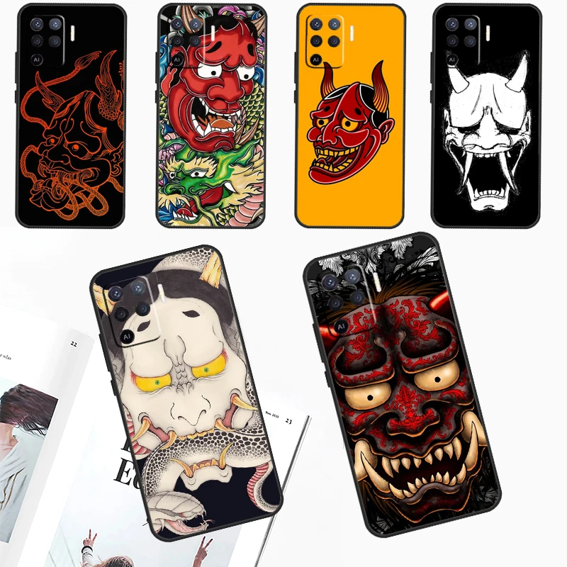 Japanese Hannya Mask For OPPO A54 A74 A94 A57S A53S A58 A78 A98 A16 A76 A96 A15 A17 A77 A5 A9 A52 A72 A79 Case