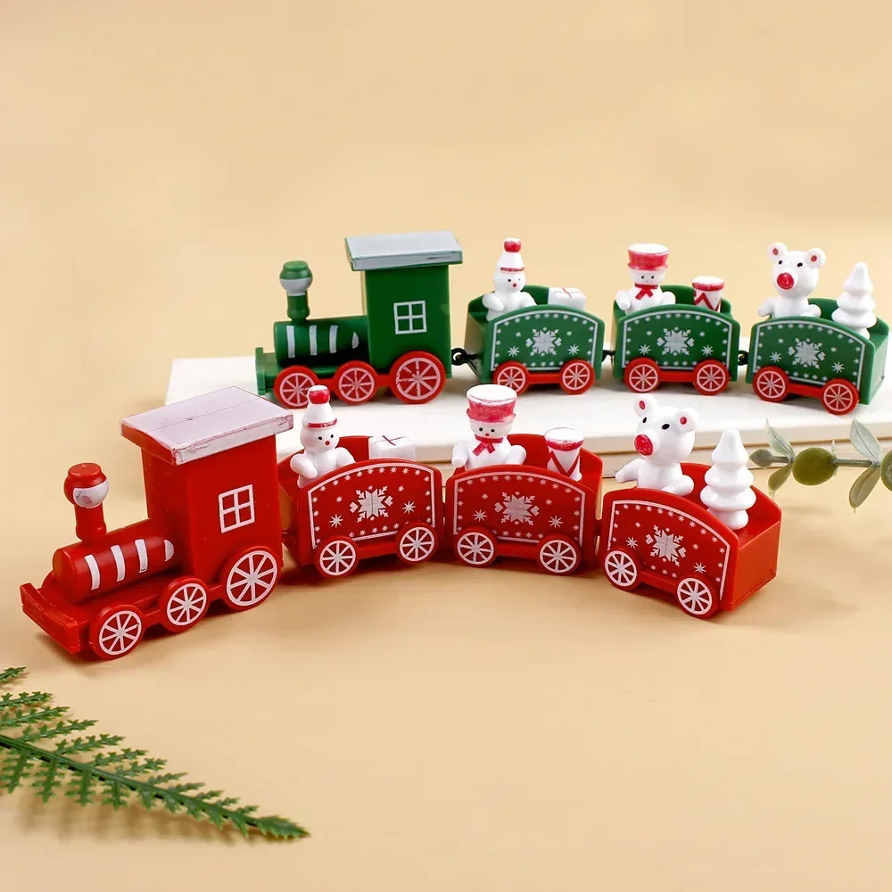 Plastic Christmas Train Decorations for Home Xmas Gifts Ornament New Year Toy for Children Navidad 2025