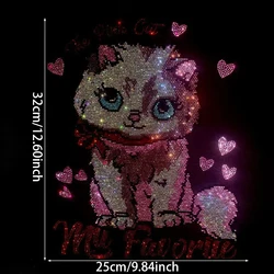 Super Flash Rhinotone Cute Cat Laser Clothing Hot Stamping, Diamond Printing Pattern Stickers, Clothing Accessories Hot Stamping