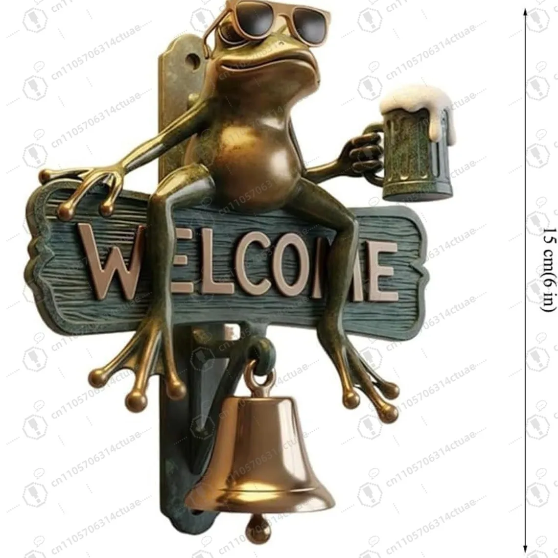 Chilling Frog WELCOME Doorbell Welcome Frog Doorbell Bell Resin Ornament