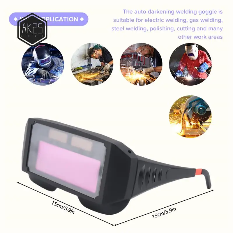 

AK25-Сварювальные очки на солнечной энергии, автоматическое затемнение, сварочная маска, очки сварщика с эластичной повязкой на голову и футляром для хранения