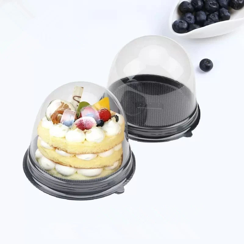 

50Pcs 3Inch Dessert Cake Box Container Trays Clear Plastic Cake Pastry Baking Packaging Boxes Wedding Christmas Party Gifts