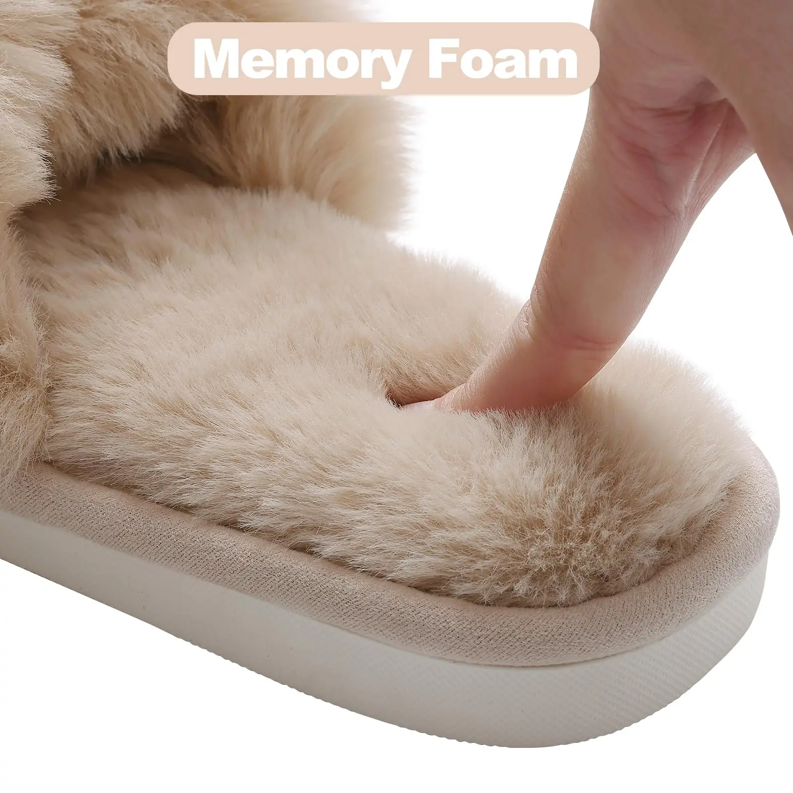 Shevalues Fashion Fluffy Home Slippers For Women Winter Indoor Open Toe Furry Cotton Shoes New Casual Furry Cozy Soft Slippers