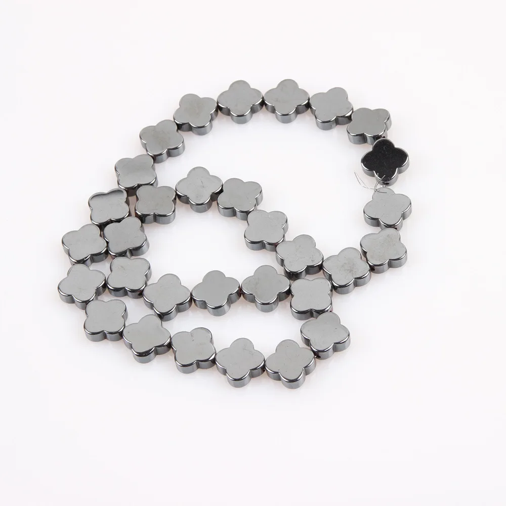 Natural Stone Hematite Loose Beads Black Four-leaf Clover Shaped Beads Used in jewelry making DIY bracelet necklace accessories