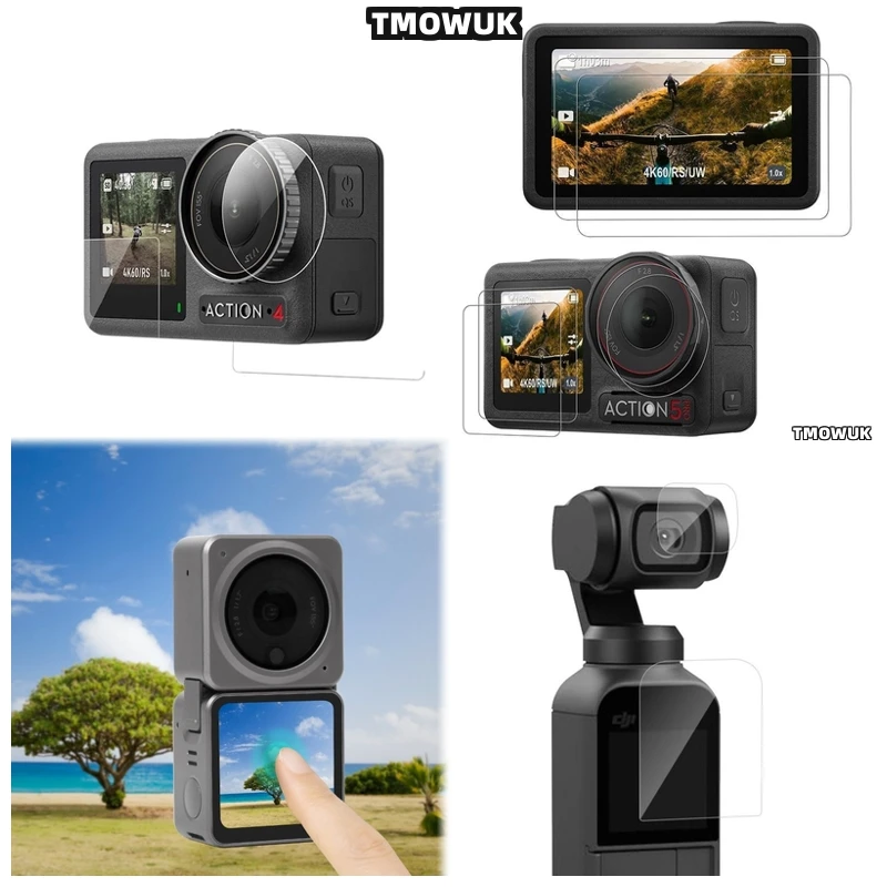 

For DJI Pocket 1 2 Osmo Pocket 3, Bubble-Free Tempered Glass For Action 2 4 Pro.