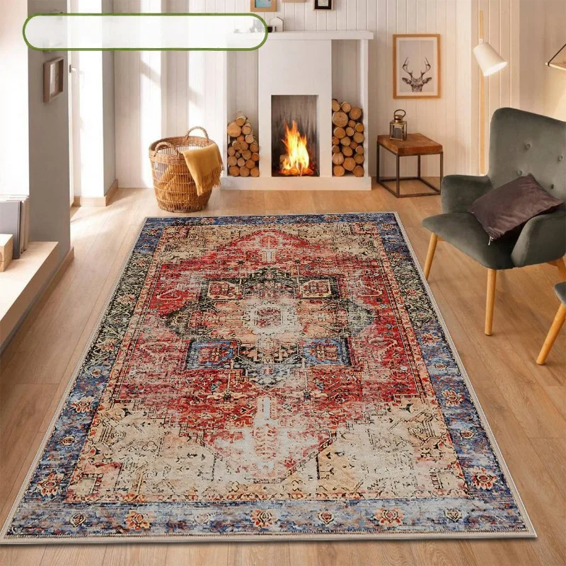 

Faded Red Persian Floral Pattern Home Carpet, Comfortable, Versatile Decor Style, for Living Room, Sofa, Outdoor, Bedroom Carpet