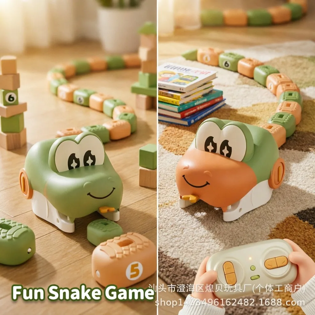 Remote Control Snake Crocodile Toy Rechargeable Electric Interactive Puzzle Track Board Game Stress Relief Animal Gifts for Kids
