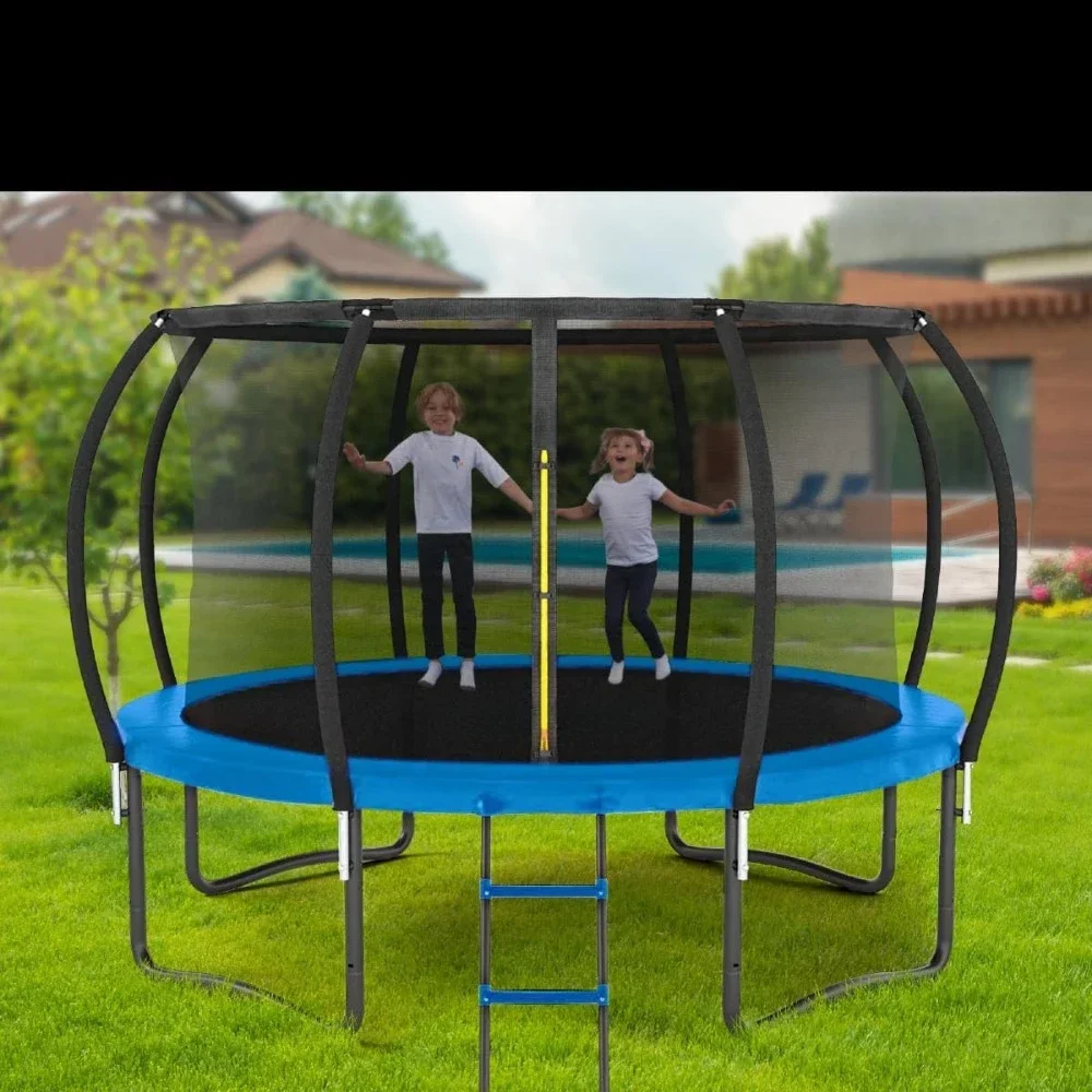 Trampoline 12Ft Trampoline with Net - with Bonus Sprinkler and LED Lights Extra Sturdy Recreational Outdoor Trampolines