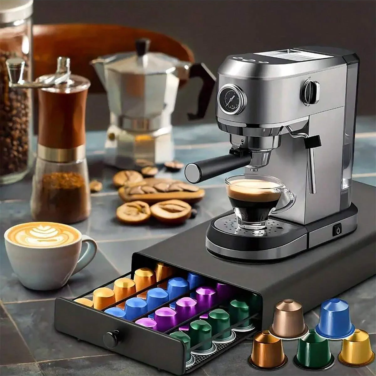 

40 Pods Coffee Capsule Organizer Storage Stand Practical Coffee Drawers Capsules Holder For Nespresso Coffee Capsule Drawer