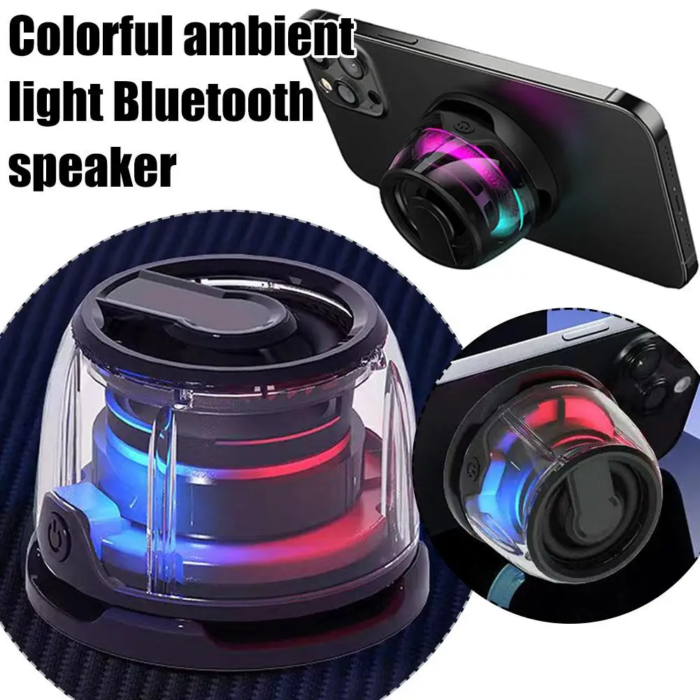 Portable Bluetooth Mini Colorful Speaker Lighting Magnetic Sound Phone Mini Holder Speaker Box BT5.3 Playback O9K5