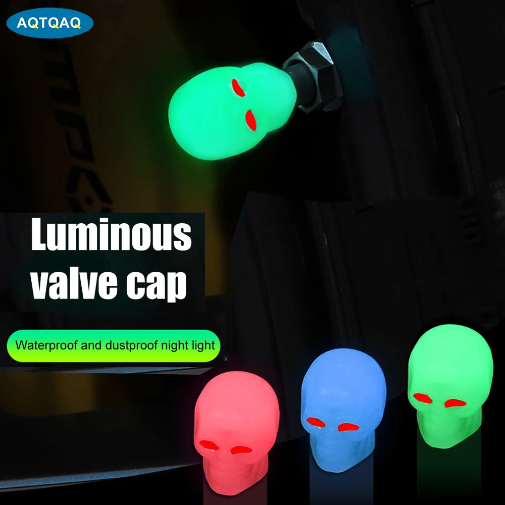 

Mini Car Luminous Tire Valve Cap Wheel Hub Glowing Dust-proof Universal Fluorescent Tyre Nozzles Stem Covers for Motorcycle Bike