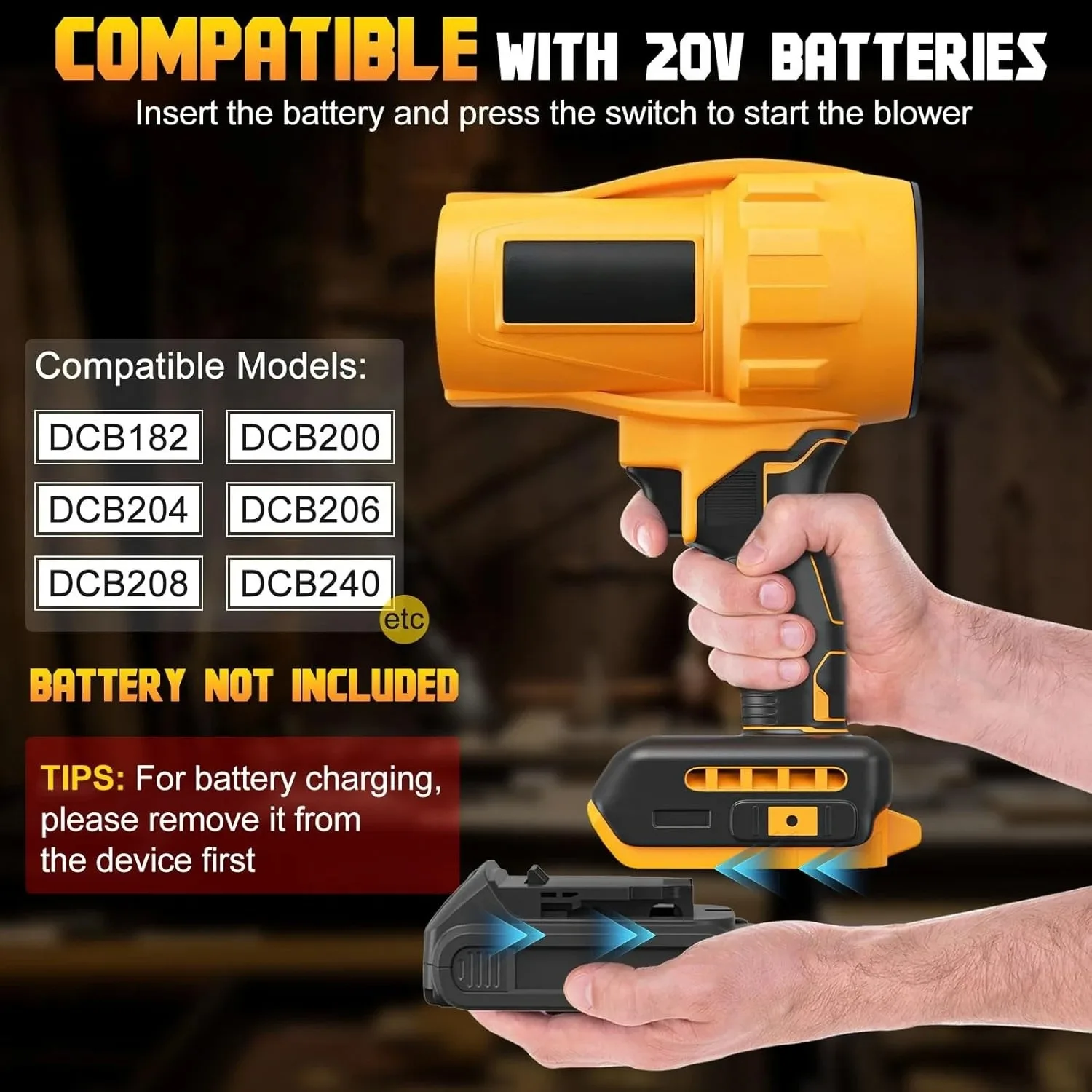 

Brushless Turbo Fan 200m/S Blowers Electric Handheld Jet Fan Snow Leaf Dust Blowing Tool for Dewalt 20v Battery Pin