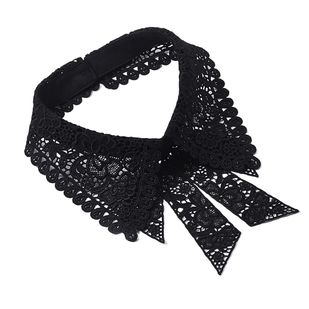 

Fashion Lace Floral Fake Collar Detachable Black White Decoration Collar Clothes Trim Women Girls