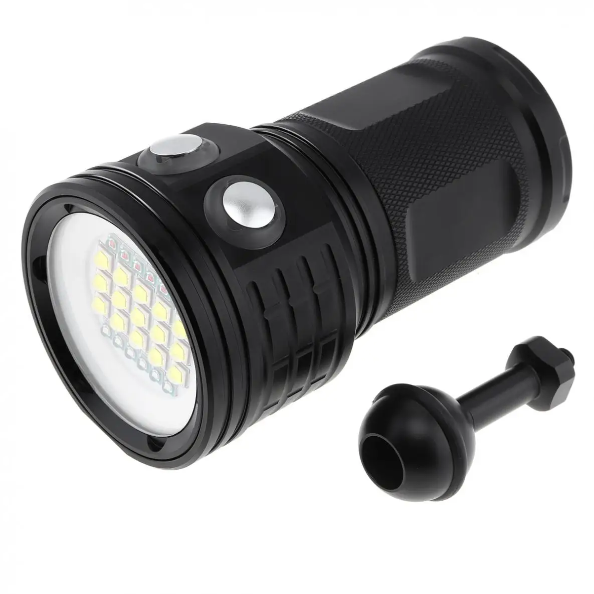 QX27 500W Fitteen 5050 White XML2 Six XPE Blue R5 Six XPE Red R5 LED Underwater 80m Diving Flashlight with Spherical Bracket