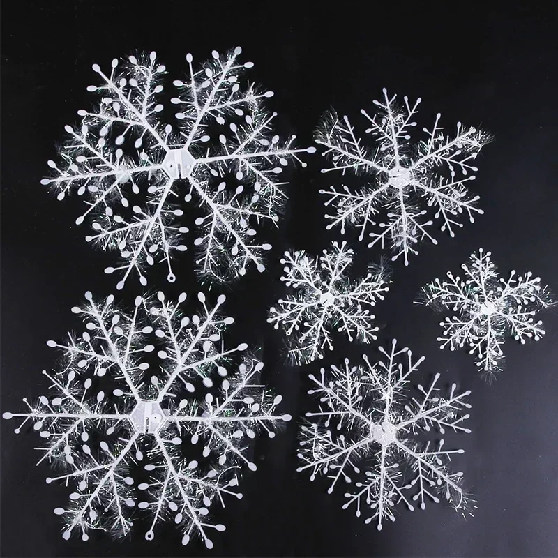 30/90pcs Snowflakes 6-18CM Christmas Tree Hanging Ornaments Glitter Home Decorations DIY Pendent Winter Garland Navidad New Year