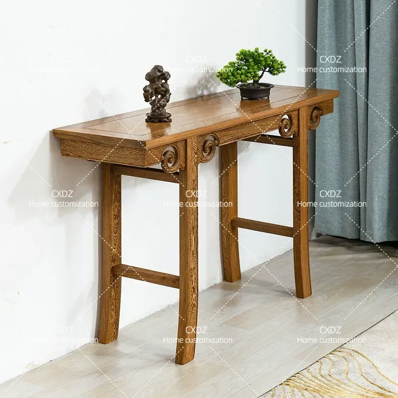 Solid Wood Serving Table Antique Incense Case Buddhist Platform Chinese Shentai Entrance Console Cabinet Household Furniture