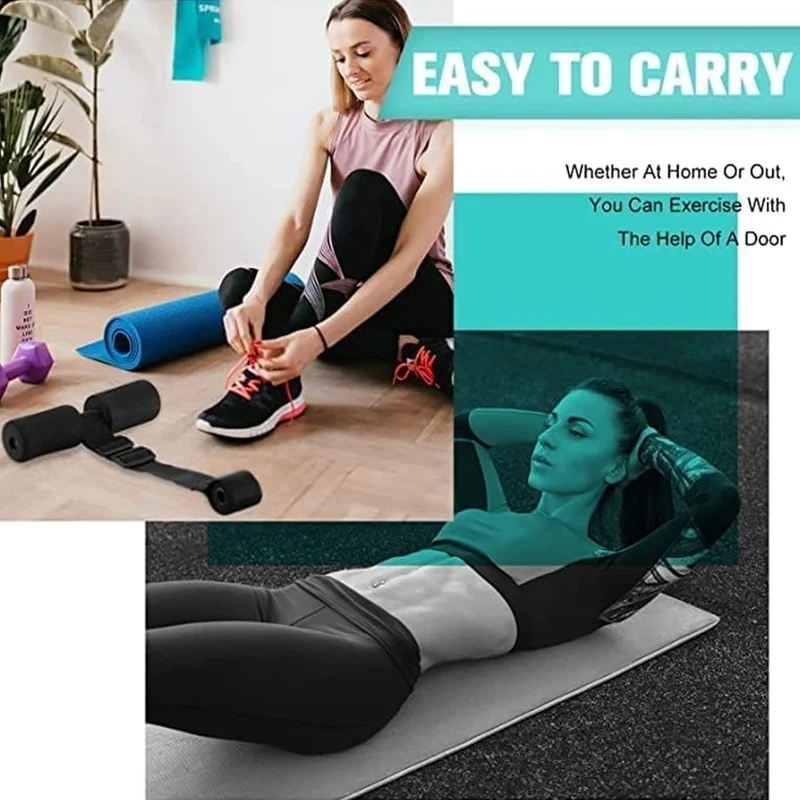 Adjustable Door Sit Up Bar for Abs Workout and Assisted Crunches Foot Holder Bar W/ Padded Gym Home Portable Fitness Equipment