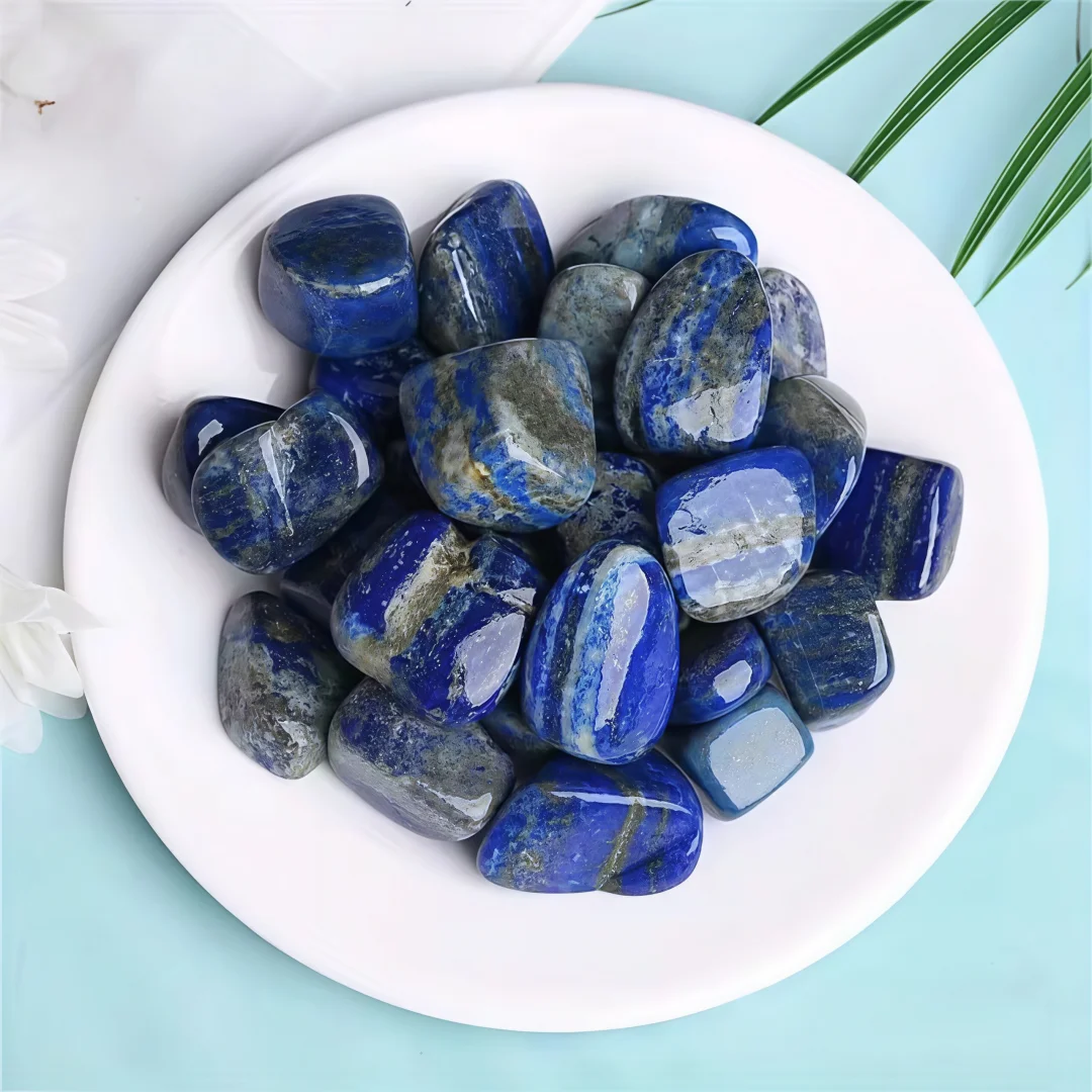 2/4/6pcs Natural Lapis Lazuli Stones Polished Tumbled for Wicca Fish Tank Vase Filler Decorative, Natural Crystals view 5