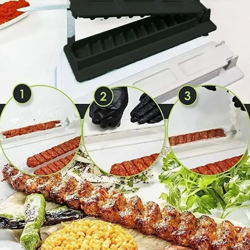 Quick BBQ Meat Skewer Machine Reusable Easy Kebab Press Mould Maker Kebab Making Tools for Barbecue Party and Outdoor