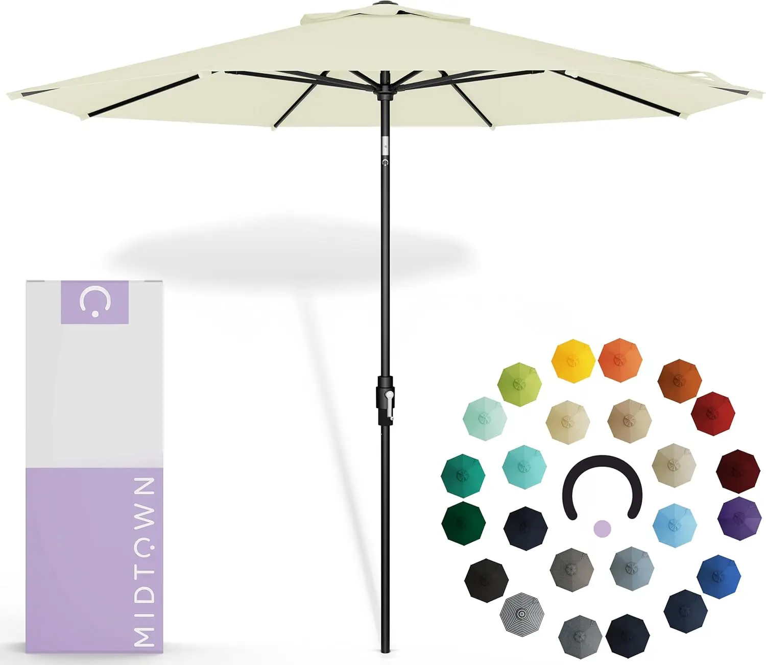 The Swilt Umbrella in Sunbrella Canvas Natural Acrylic Fabric - Fiberglass Ribs,Aluminum Frame For Backyard, Deck, Garden, Pool
